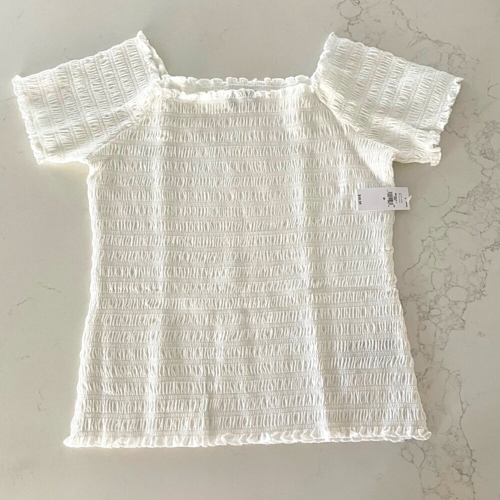 Gap Smocked Off-Shoulder Top New Off White NWT